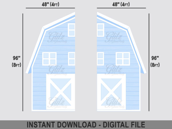 2 Panel Blue Barn Cutout Backdrop – 8x8ft - Image 2