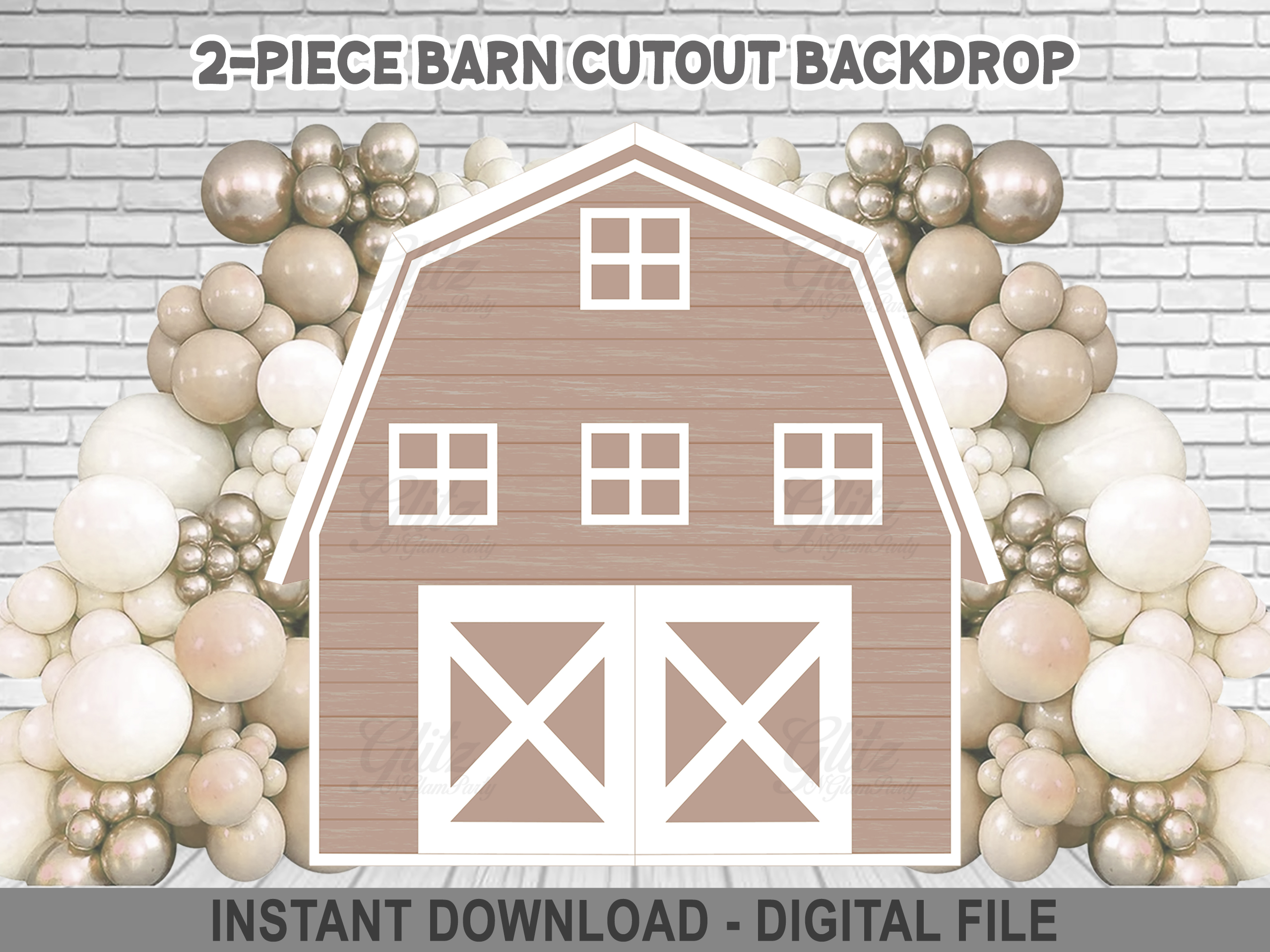 2 Panel Nude/Natural Barn Cutout Backdrop - 8x8ft