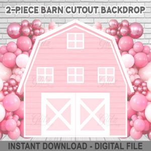 2 Panel Pink Barn Cutout Backdrop - 8x8ft