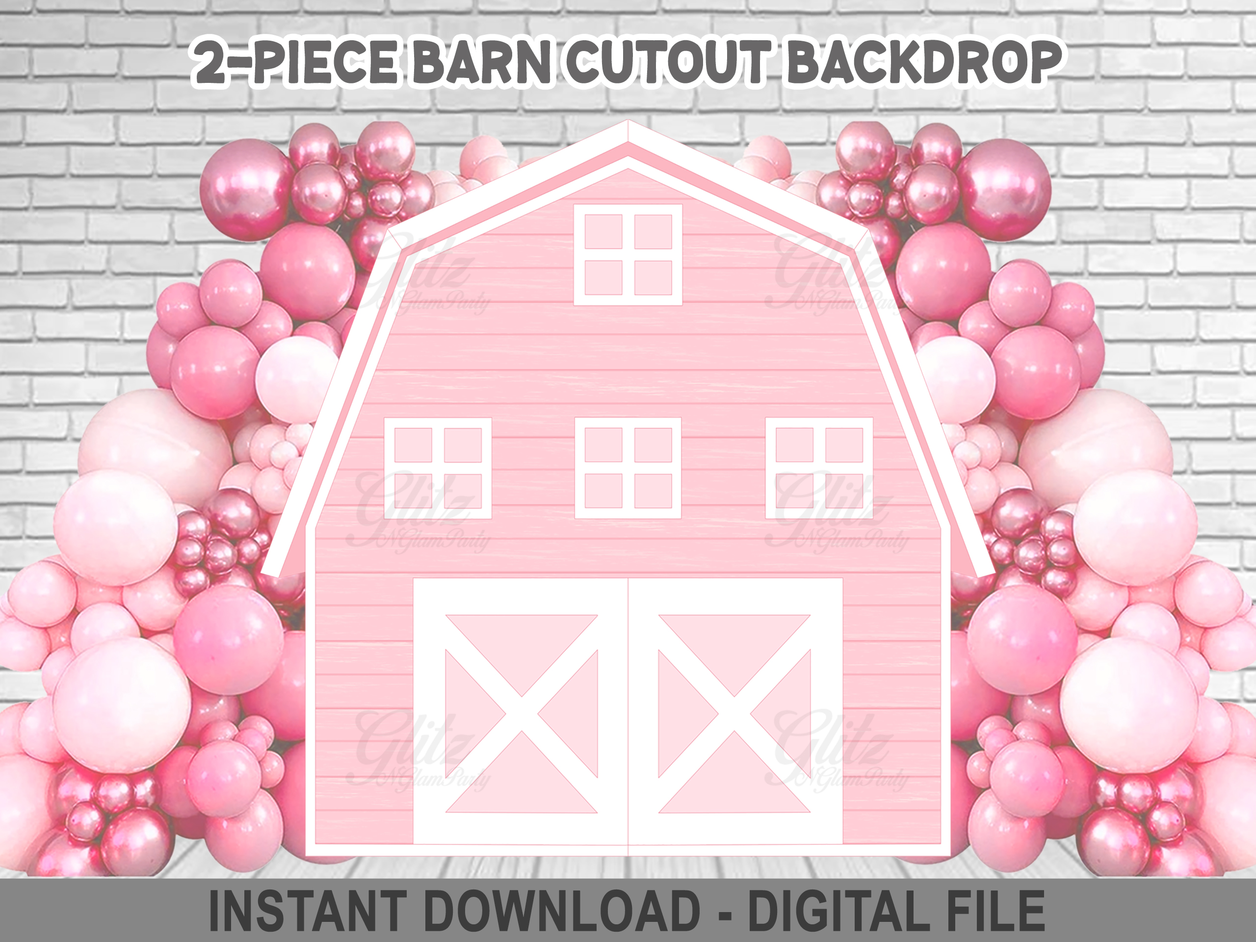 2 Panel Pink Barn Cutout Backdrop - 8x8ft