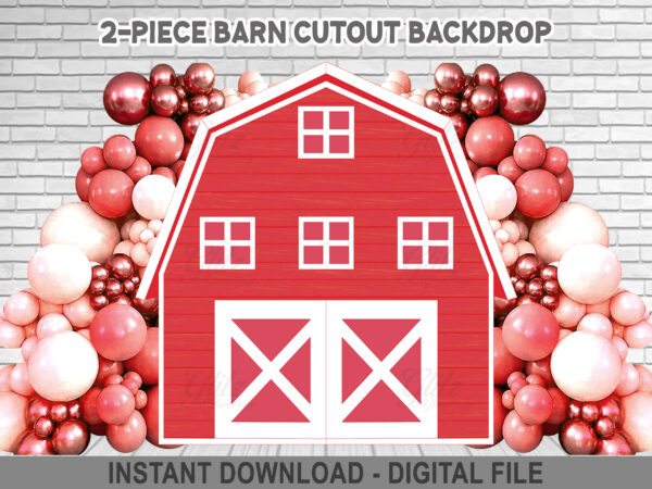 2 Panel Red Barn Cutout Backdrop - 8x8ft