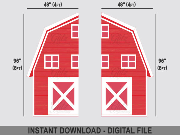 2 Panel Red Barn Cutout Backdrop - 8x8ft - Image 2