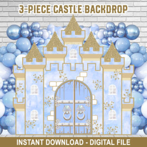 3 Piece Blue Castle Cutout Backdrop – 8x8ft