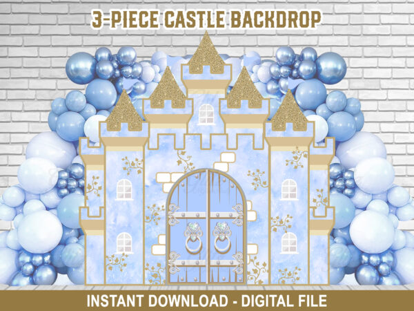 3 Piece Blue Castle Cutout Backdrop – 8x8ft