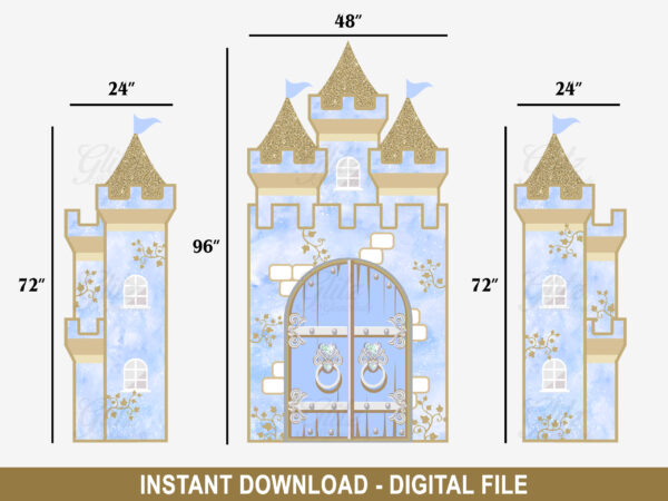 3 Piece Blue Castle Cutout Backdrop – 8x8ft - Image 2