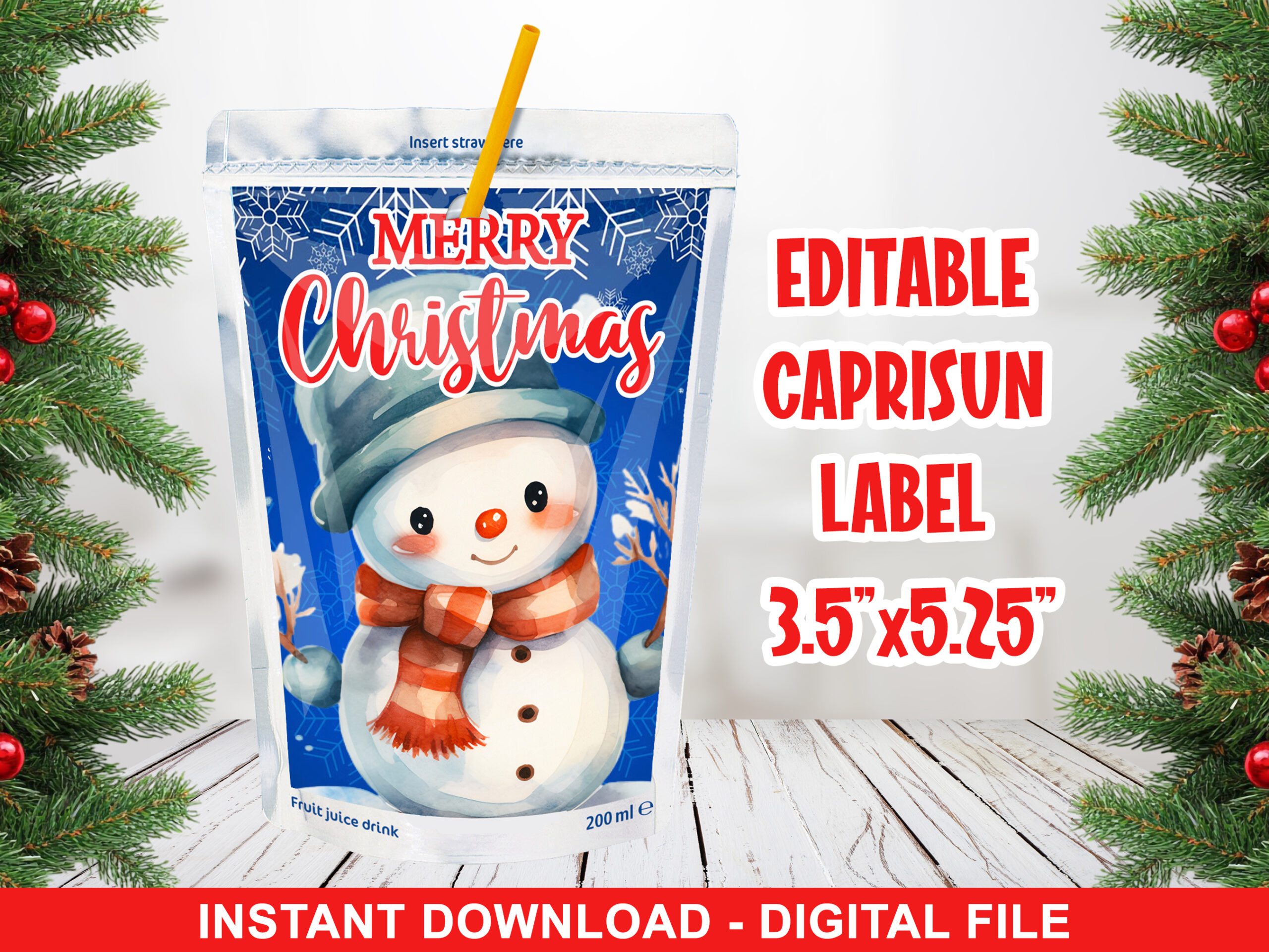 Merry Christmas – Editable CapriSun Labels – 3 designs - Image 4