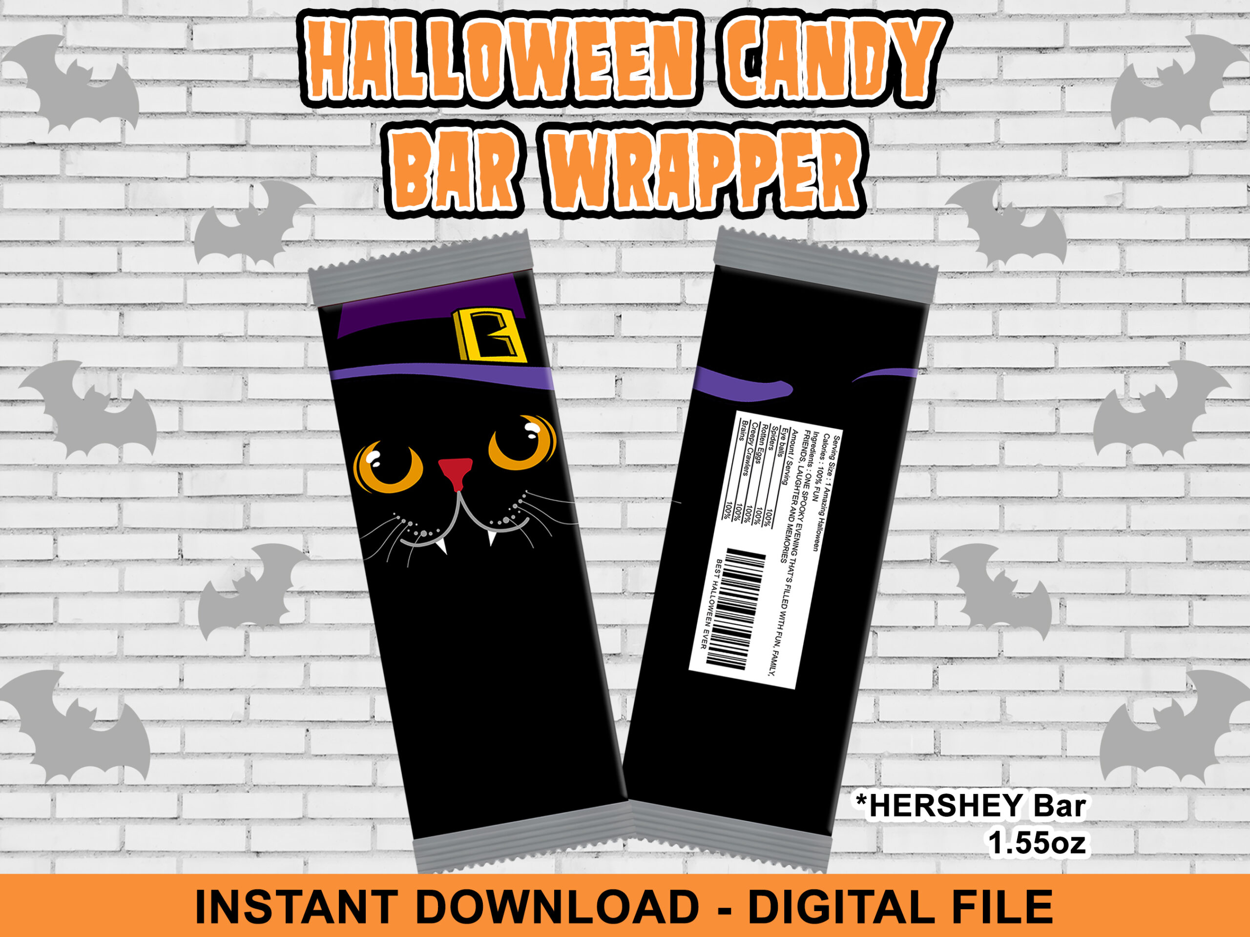 Halloween Candy Bar Wrappers – Witch Cat