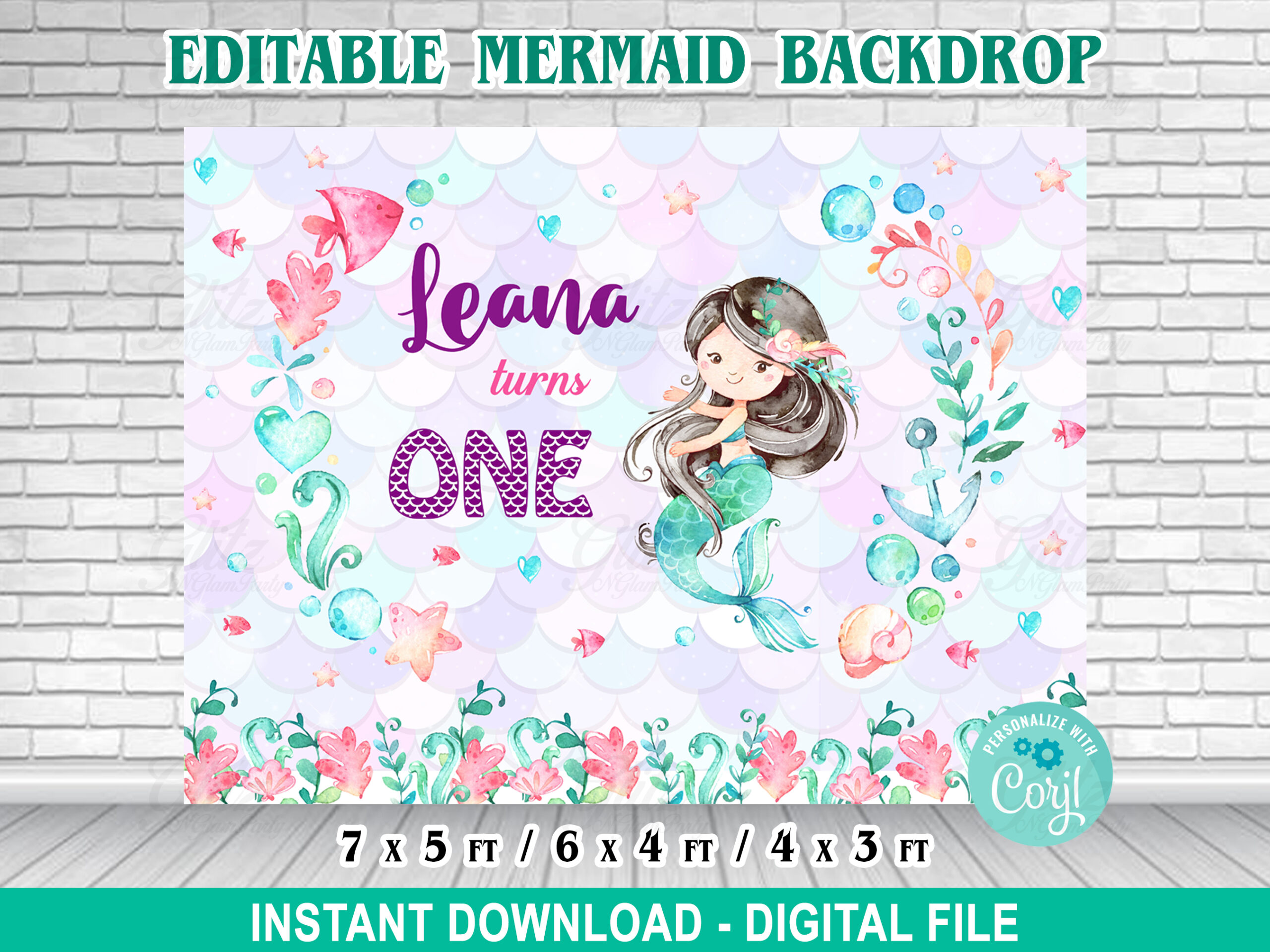 Mermaid Backdrop – 7x5ft / 6x4ft / 4x3ft