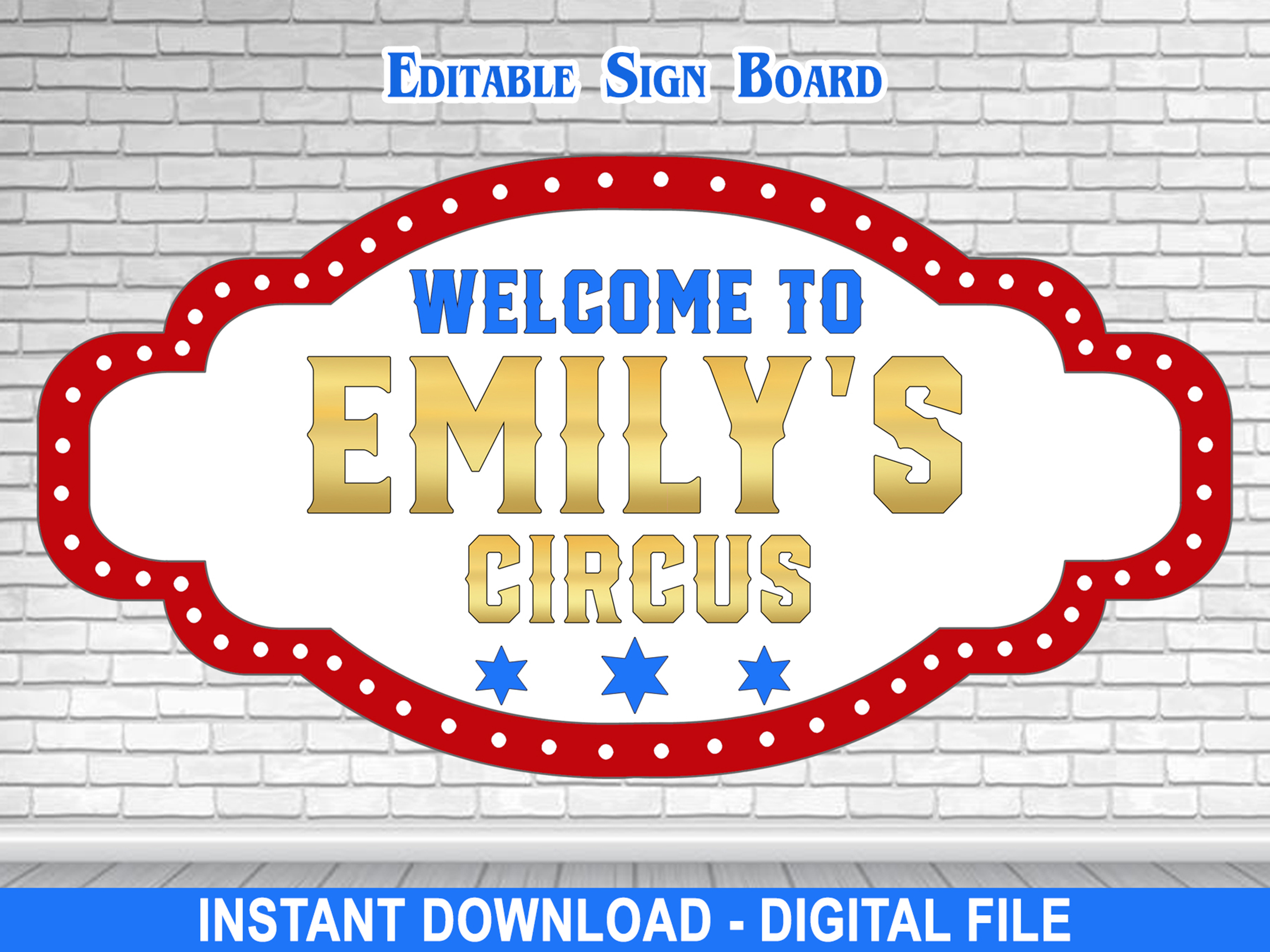 5-Piece Red & Blue Circus Tent Cutout Backdrop – Editable – 11x8ft - Image 3