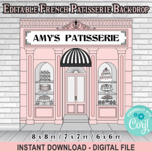 French Patisserie Backdrop – Editable – 8x8ft / 7x7ft / 6x6ft