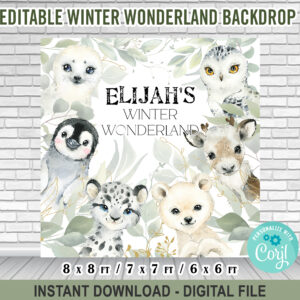 Winter Wonderland Backdrop – Editable – 8x8ft / 7x7ft / 6x6ft
